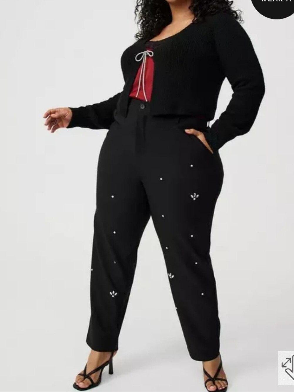 NWOT orrid Black Ankle Trousers with Rhinestone Embellishments - Picture 4 of 7